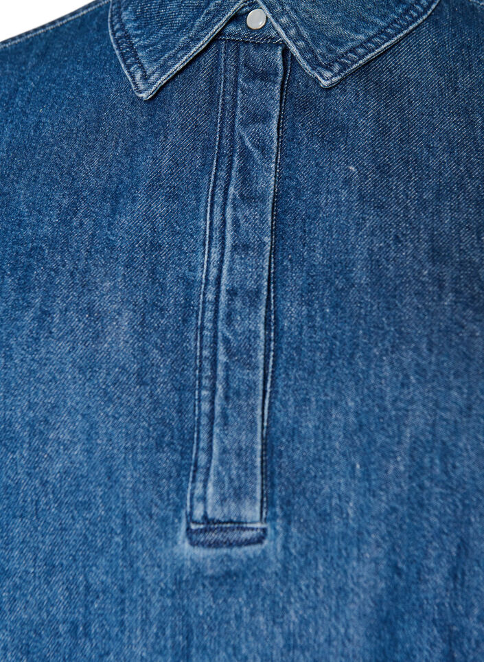Denim blouse with balloon fit, Blue, Packshot
