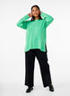 Knitted blouse with round neck, Light G. Green Mel., Model image number 2