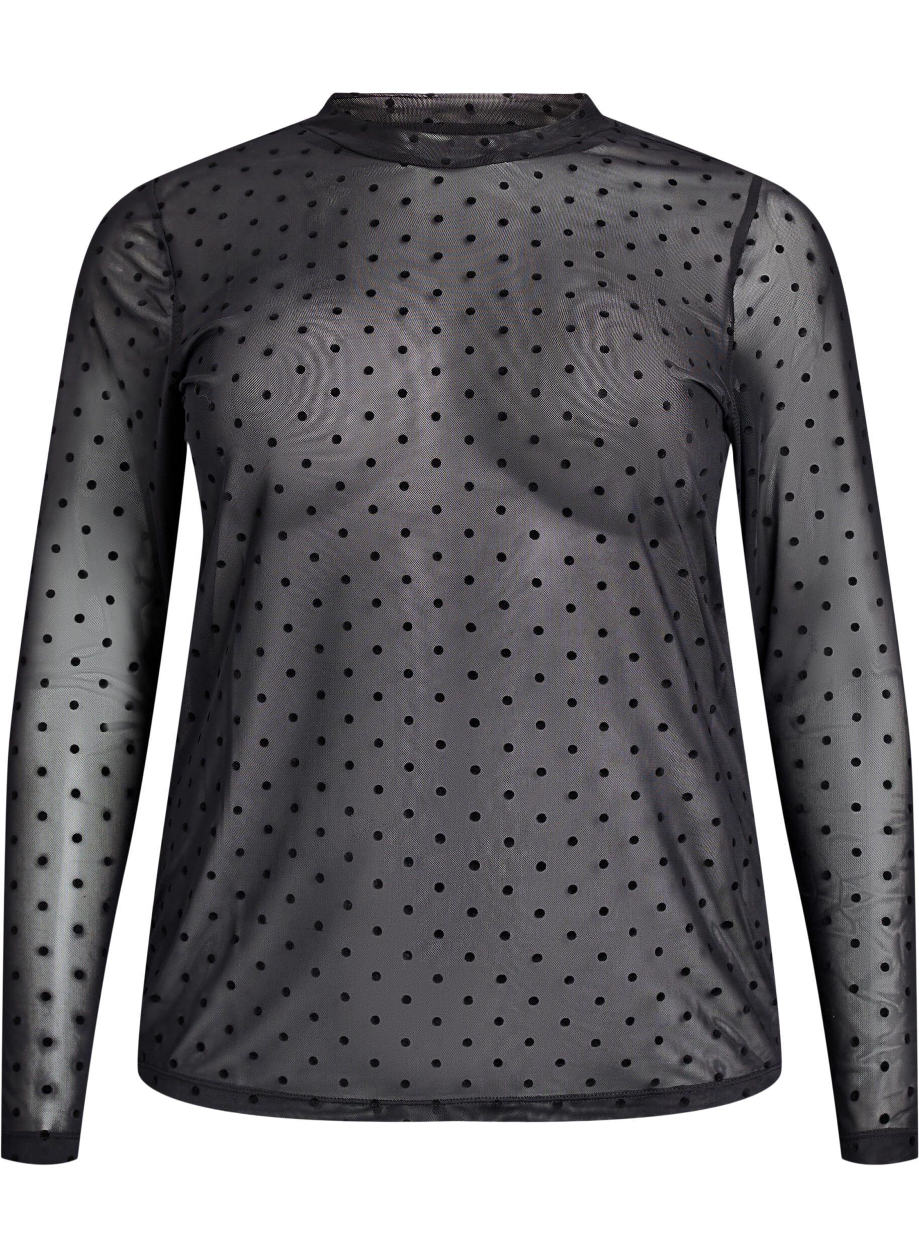 Mesh blouse with dots