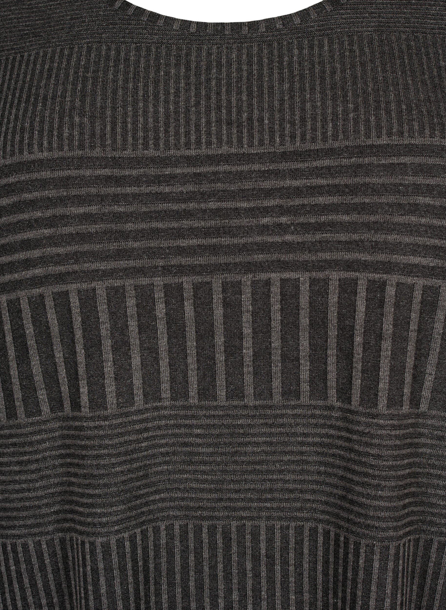 Zizzifashion Dress with 3/4 sleeves and striped pattern, Dark Grey M&eacute;lange, Packshot image number 2