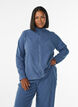Fleece top with zipper and high collar, Blue, Model image number 0