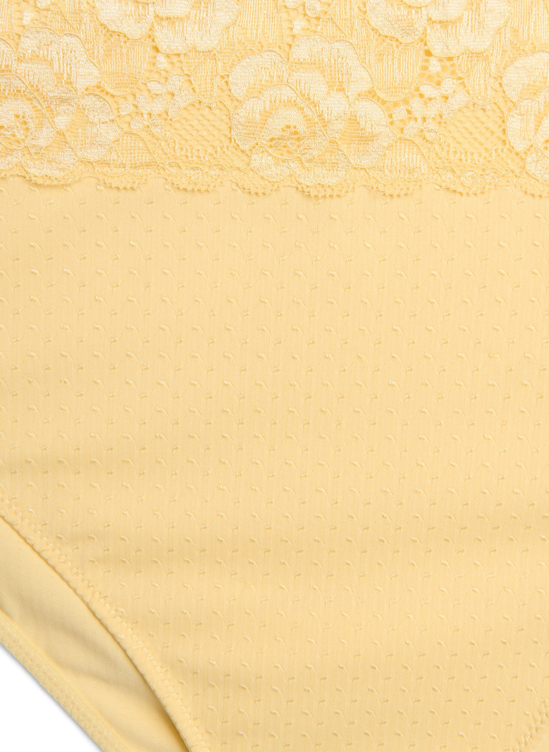 Zizzifashion Tai briefs with dobby texture and lace trim, Yellow, Packshot image number 2