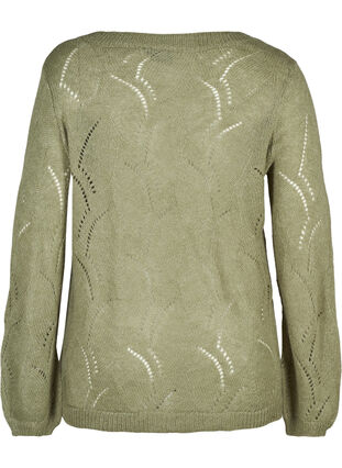 Pattern knitted top with wool, Sea Spray mel, Packshot image number 1
