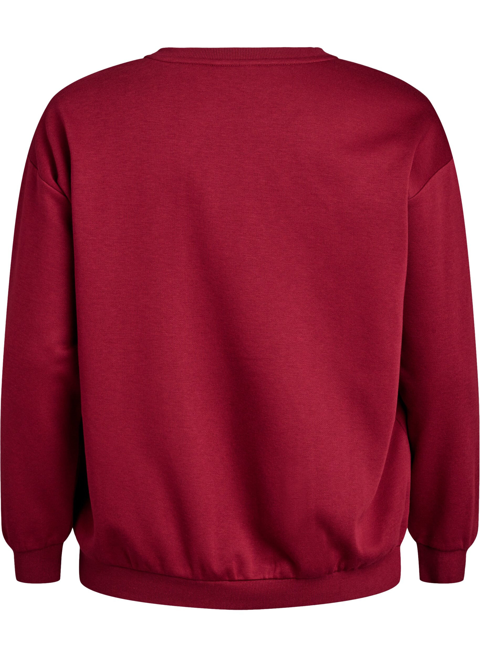 ZizzifashionSweatshirt with terry text, Dark Bordeaux, Packshot image number 1