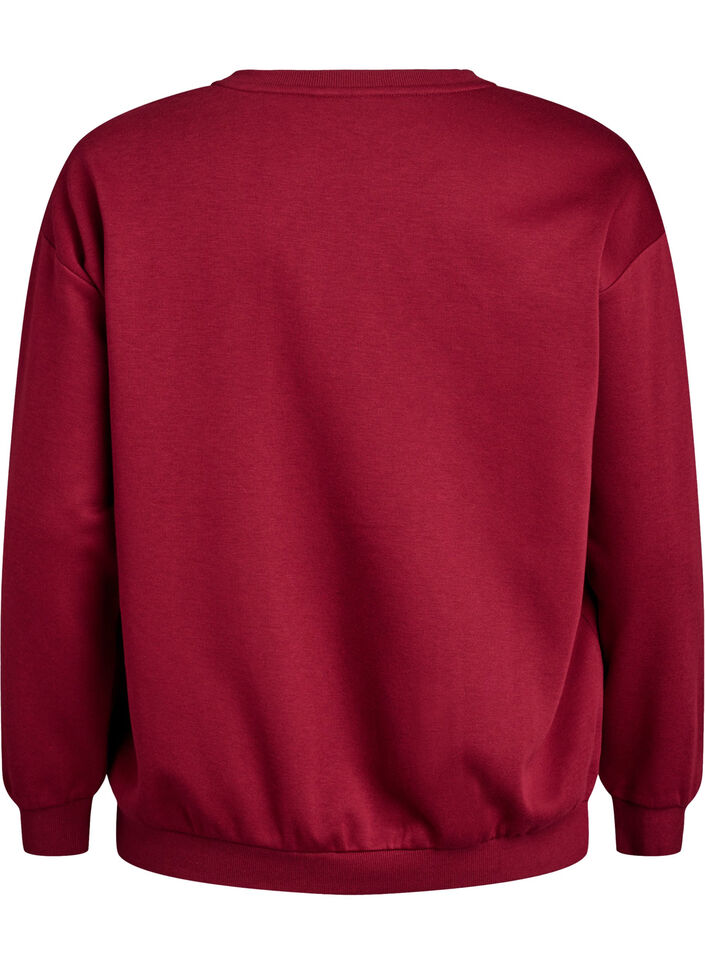 Sweatshirt with terry text, Dark Bordeaux, Packshot image number 1