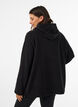 Fleece hoodie with a high neck and embroidered text, Black, Model image number 2