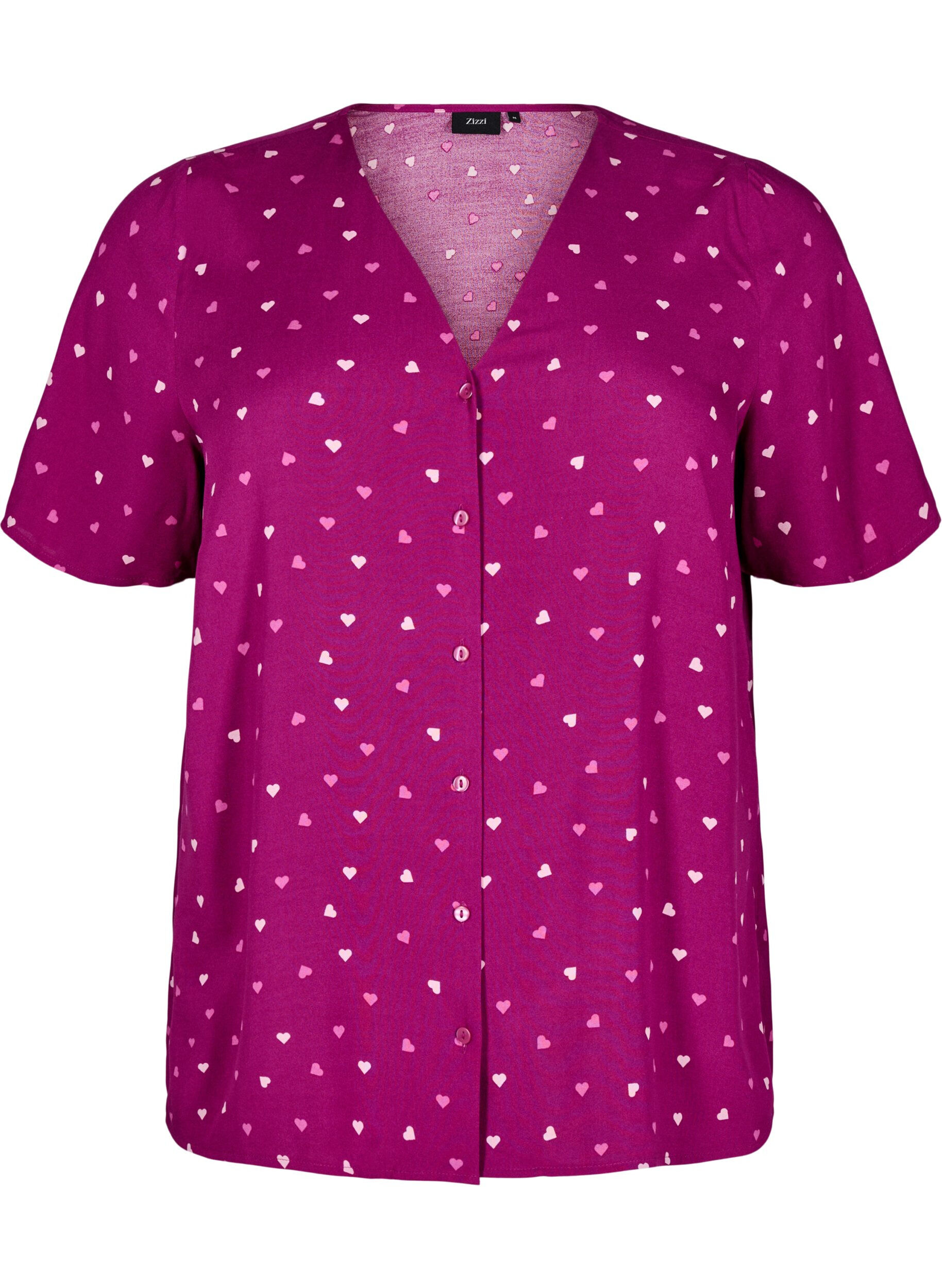 Zizzifashion Viscose nightshirt with heart print, Red, Packshot image number 0