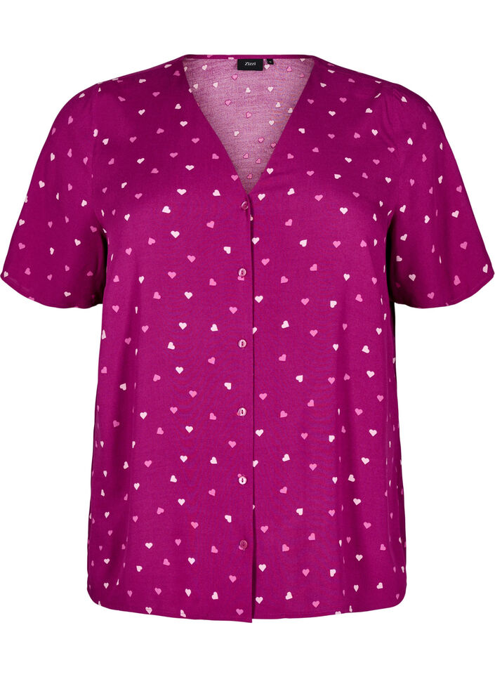 Viscose nightshirt with heart print, Red, Packshot image number 0
