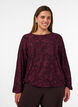 Sheer blouse with floral texture and long sleeves, Red, Model image number 0