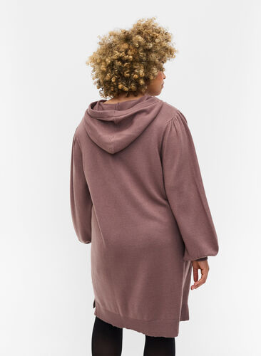 Hooded knitted dress with balloon sleeves, Iron Mel., Model image number 1