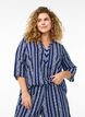 Striped blouse in linen-viscose blend, Blue, Model image number 0
