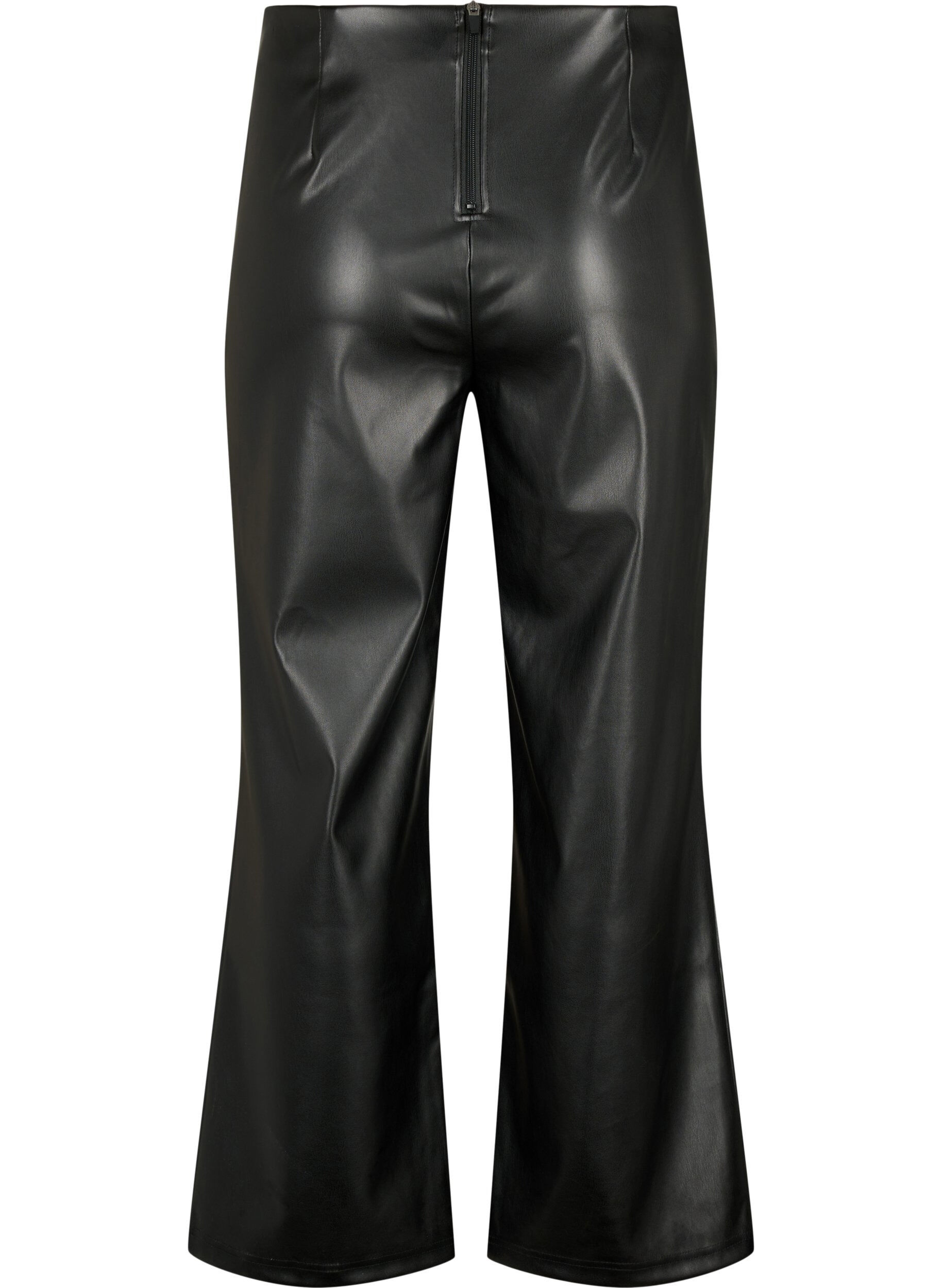 Zizzifashion Imitated leather trousers with a wide leg., Black, Packshot image number 1