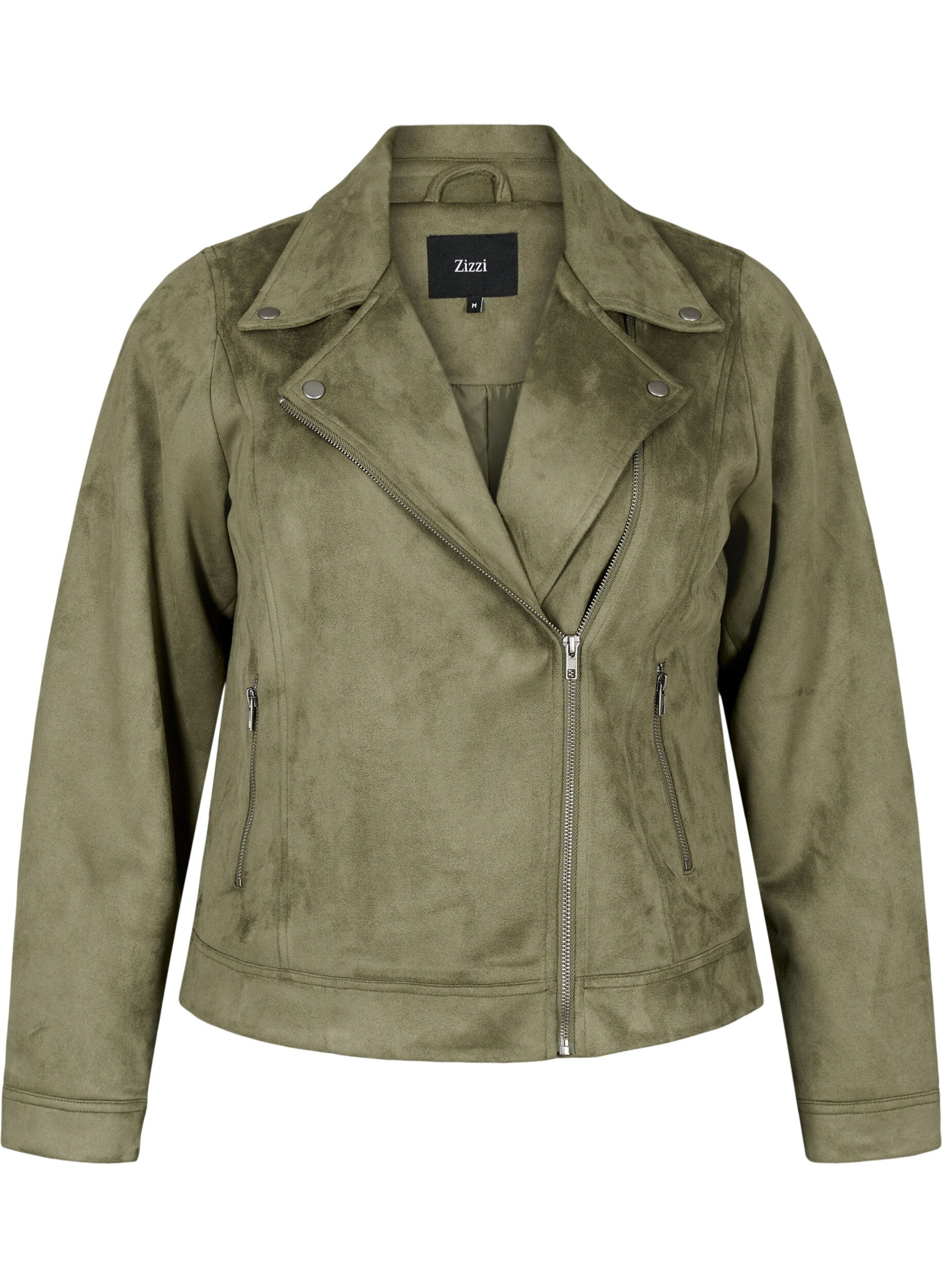 Zizzifashion Biker jacket in faux suede, Dusty Olive, Packshot image number 0