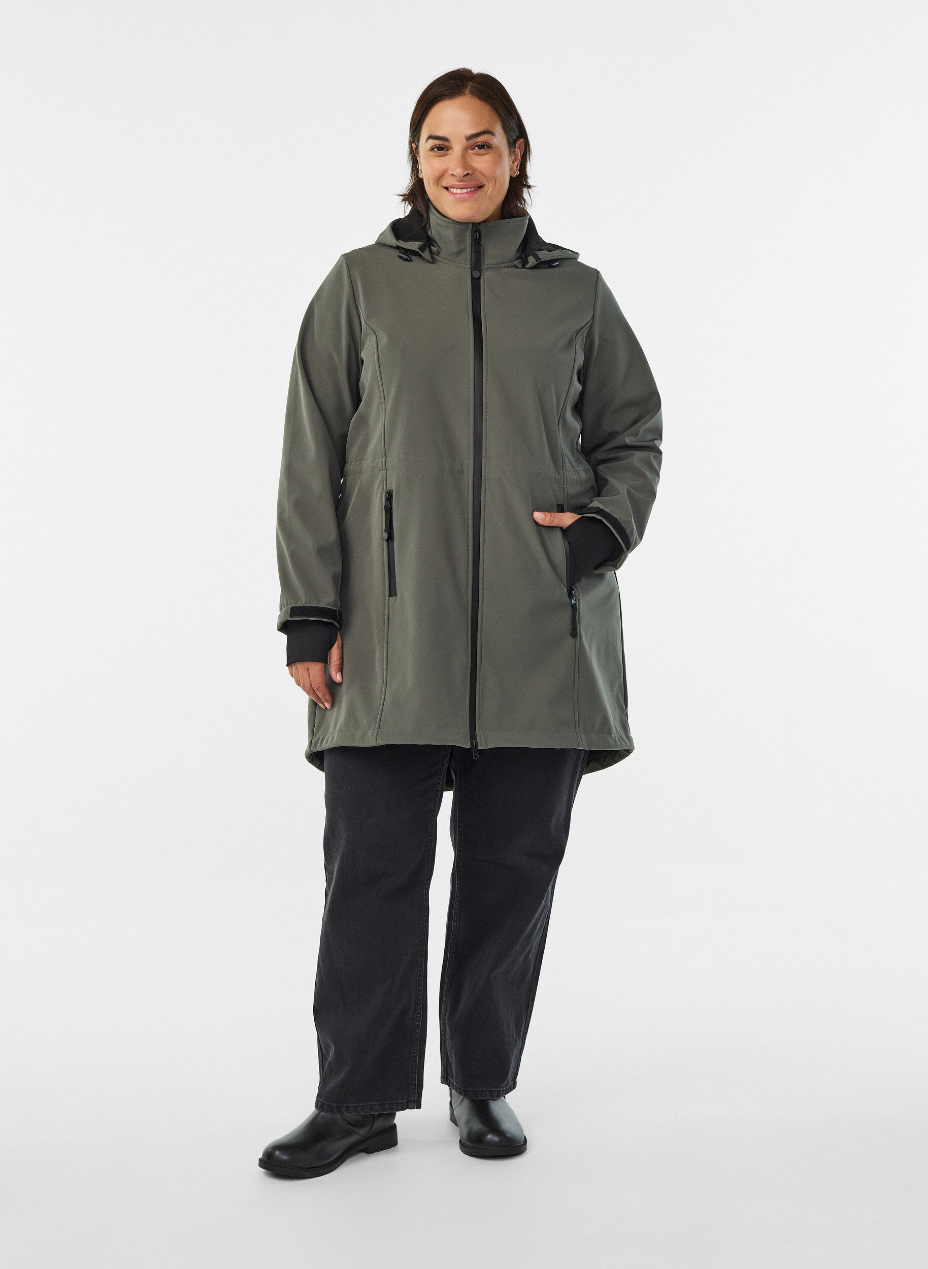 ZizzifashionSoftshell jacket with detachable hood, Dark Grey, Model image number 1