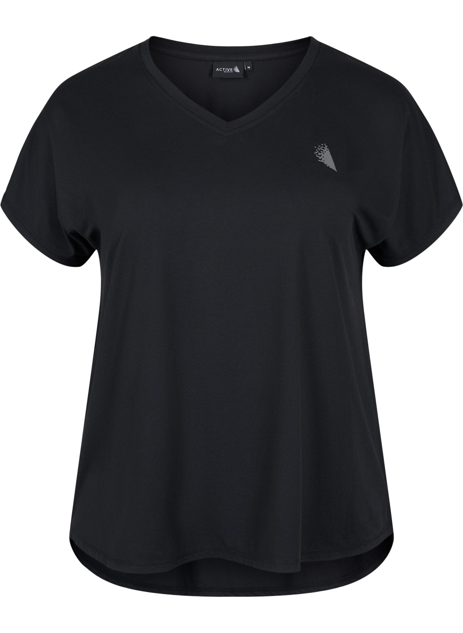 Zizzifashion Short sleeve sport t-shirt with v-neck, Black, Packshot image number 0