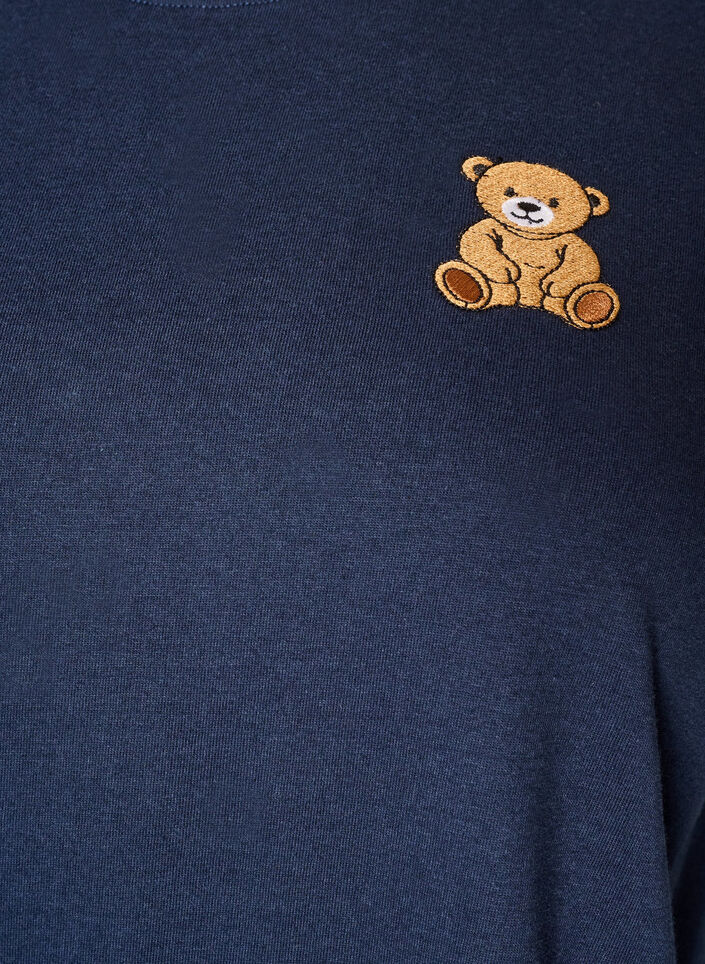 Organic cotton T-shirt with teddy bear motif, Blue, Packshot image number 2
