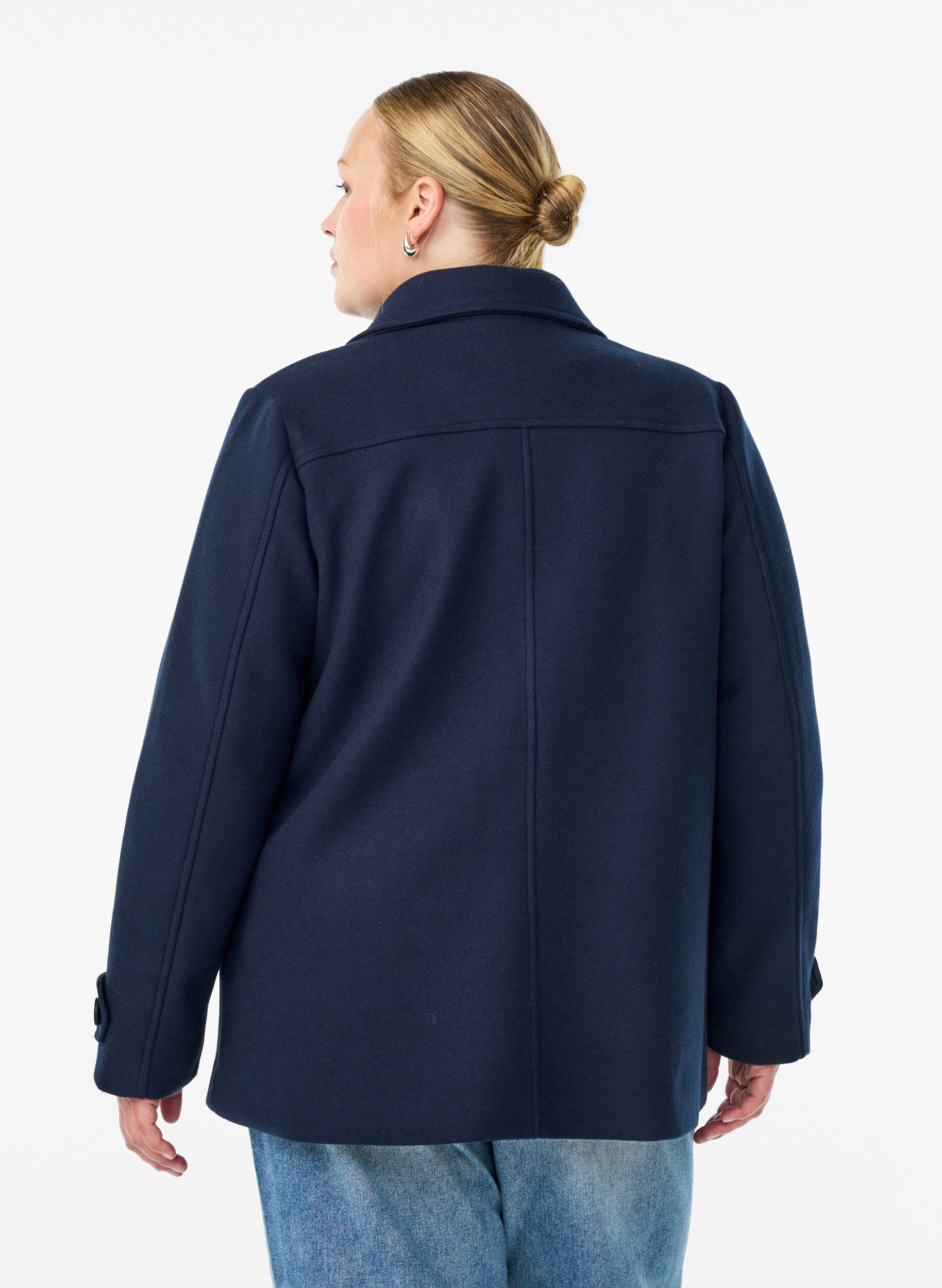 Zizzifashion Short coat with double-breasted button closure, Blue, Model image number 2