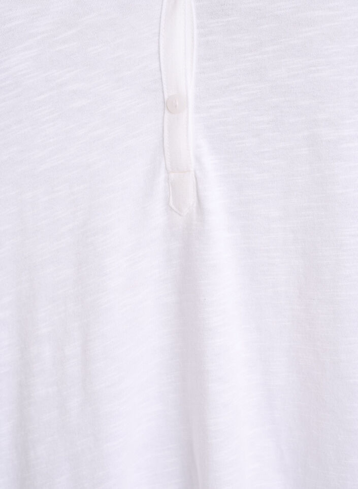 Long-sleeved t-shirt with V-neck and buttons, White, Packshot image number 2