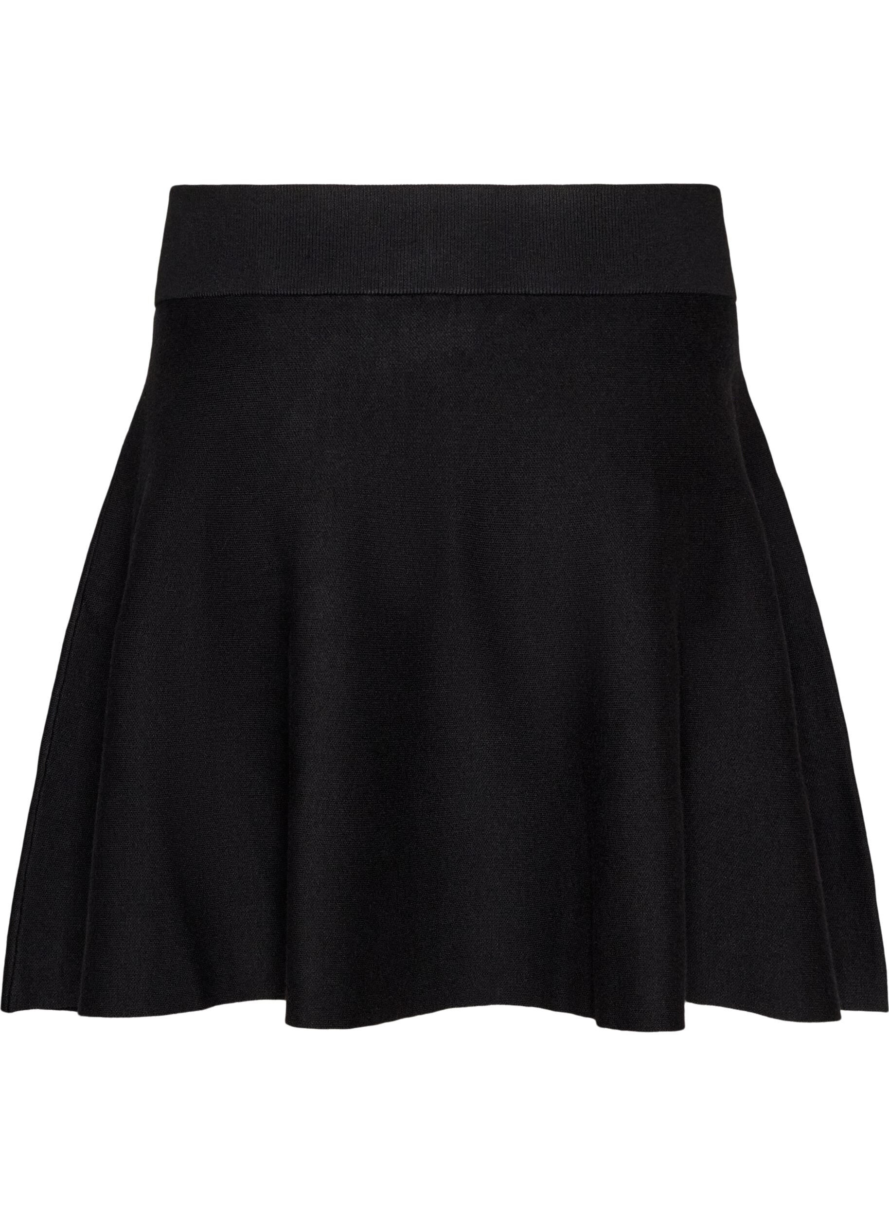ZizzifashionShort knitted A-line skirt, Black, Packshot image number 1