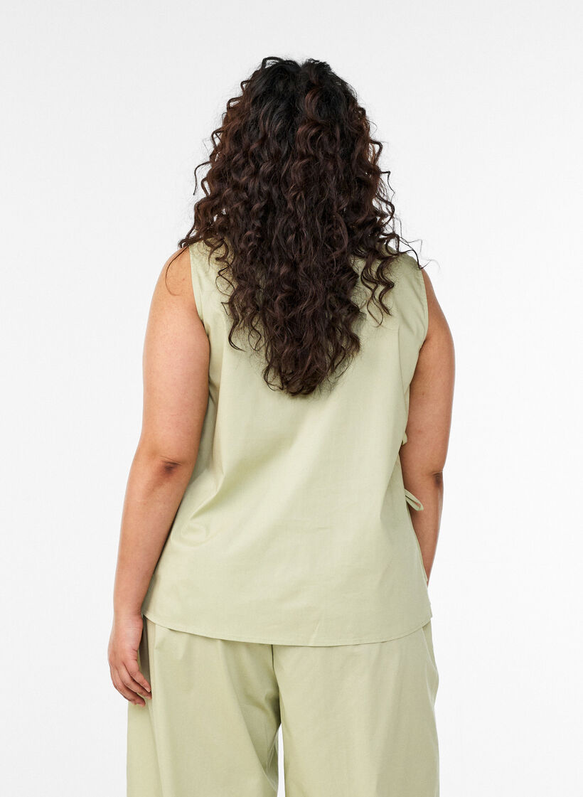 Sleeveless top with tie detail at the sides, Green, Model image number 2