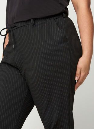 Croped maddison fit trousers with stripes, Black w lurex, Model image number 1