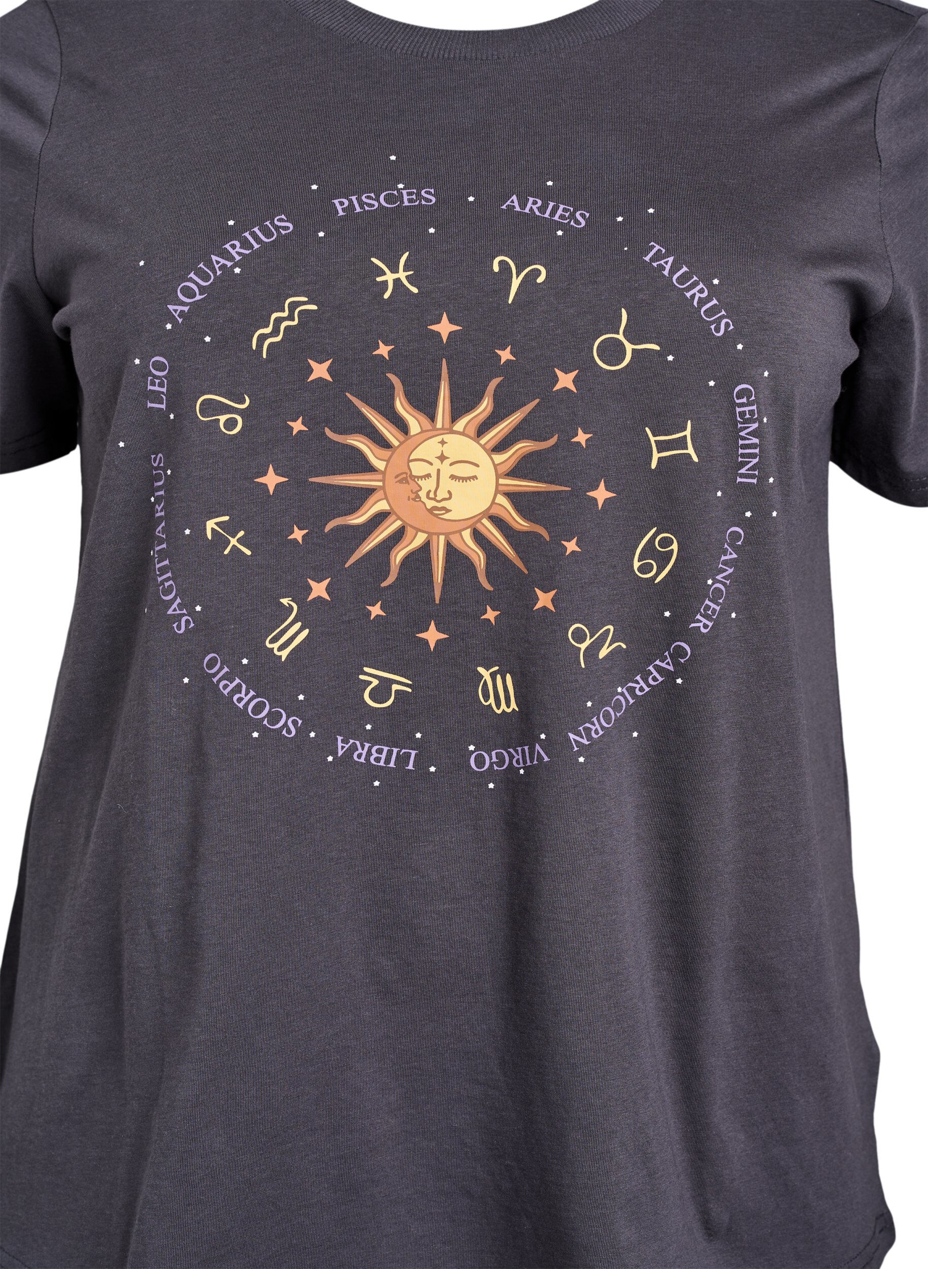 Zizzifashion Cotton T-shirt with front print, Dark Grey, Packshot image number 2