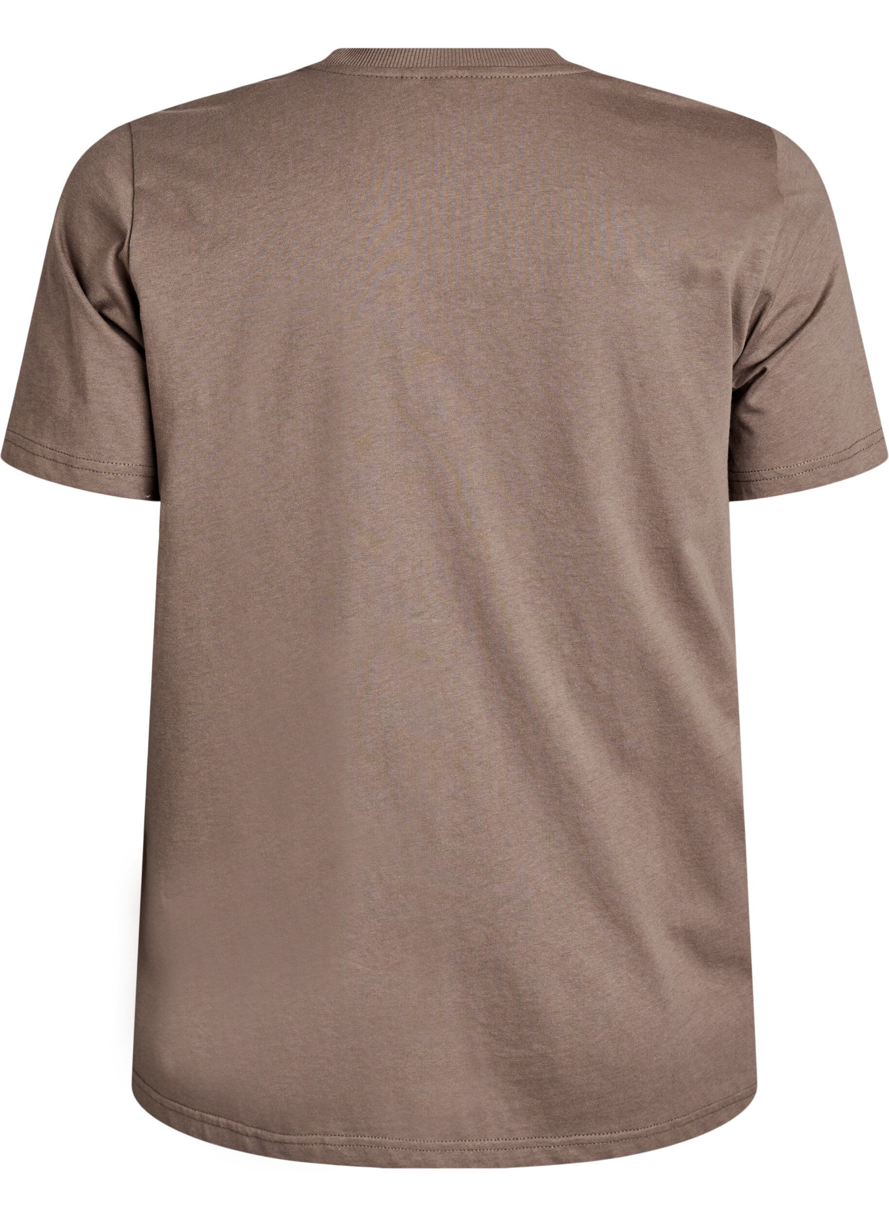 Zizzifashion Basic cotton T-shirt with round neck, Brown, Packshot image number 1