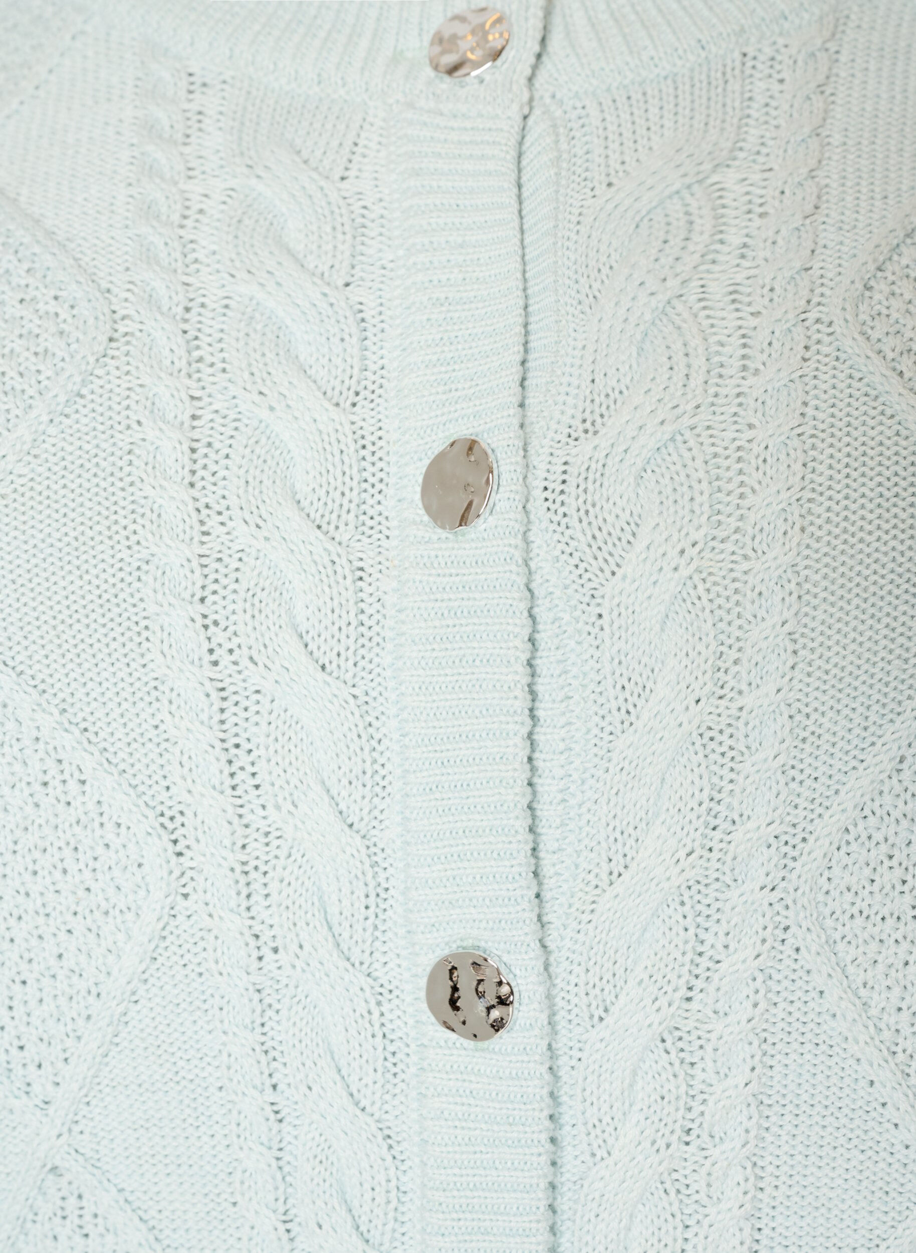 ZizzifashionCable-knit cardigan with decorative buttons, Light Blue, Packshot image number 2