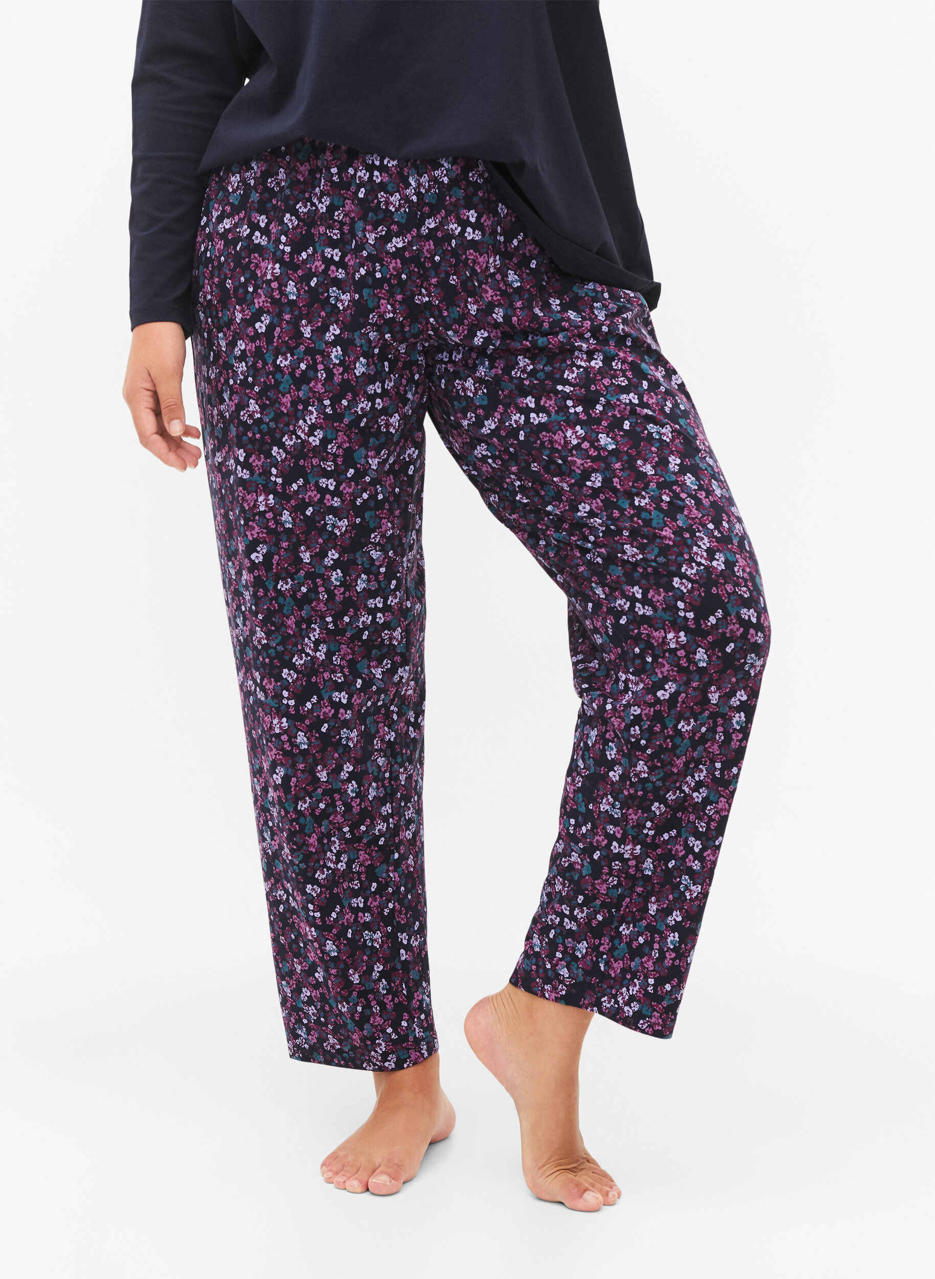 Zizzifashion Cotton pajama pants with print, Blue, Model image number 2