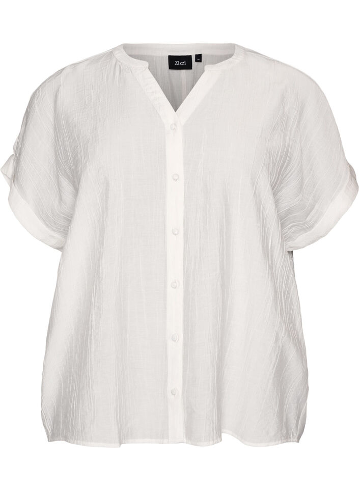 Viscose blouse with buttons and texture, Vanilla, Packshot image number 0