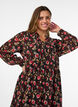 Dress with all-over print and a ruffle layer, Black, Model image number 2
