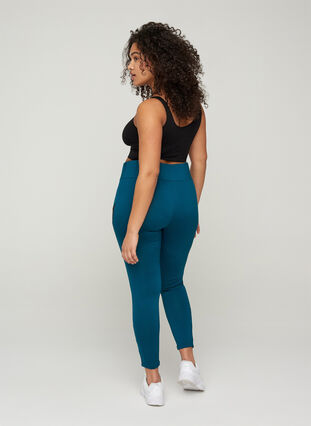 Cropped sports leggings with print details , Deep Teal, Model image number 1