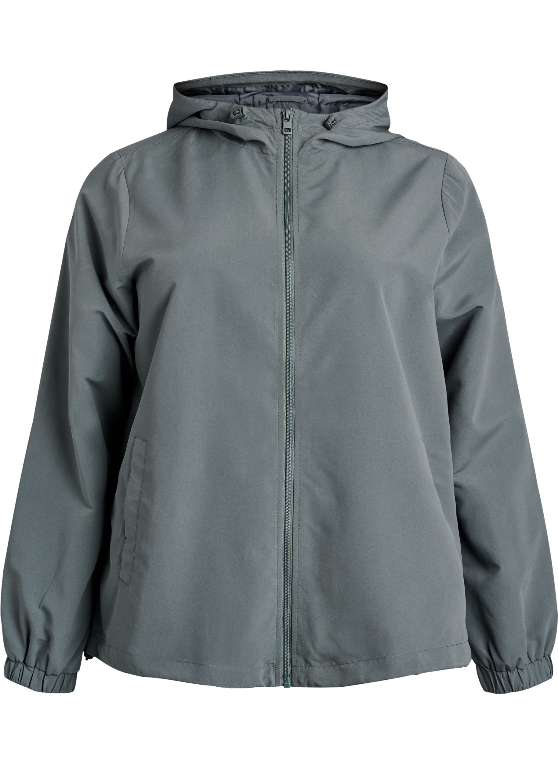 ZizzifashionLightweight jacket with a hood and zipper, Green, Packshot image number 0