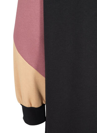 Long sweatshirt with colourblock, Black Color Block, Packshot image number 3