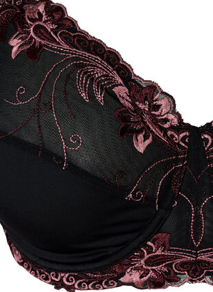 Underwired Emma bra with colored lace, Black Red Comb, Packshot image number 2