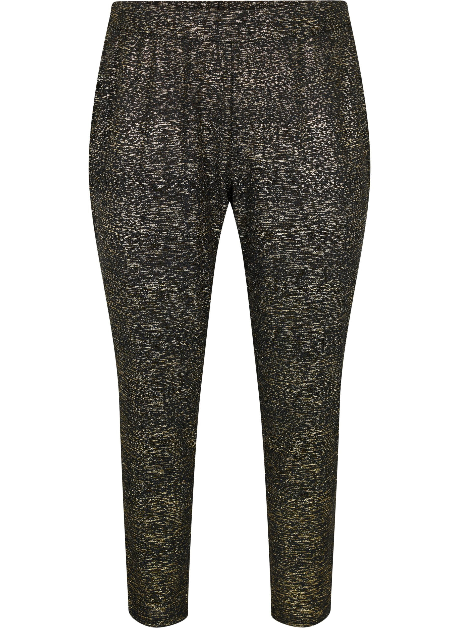 Zizzifashion Maddison pants with gold color and pockets, Black w. Gold, Packshot image number 0