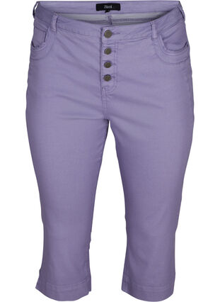 Close-fitting capris with button fastening, Silver Bullet, Packshot image number 0