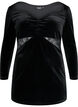 Short velour dress with lace detail, Black, Packshot image number 0
