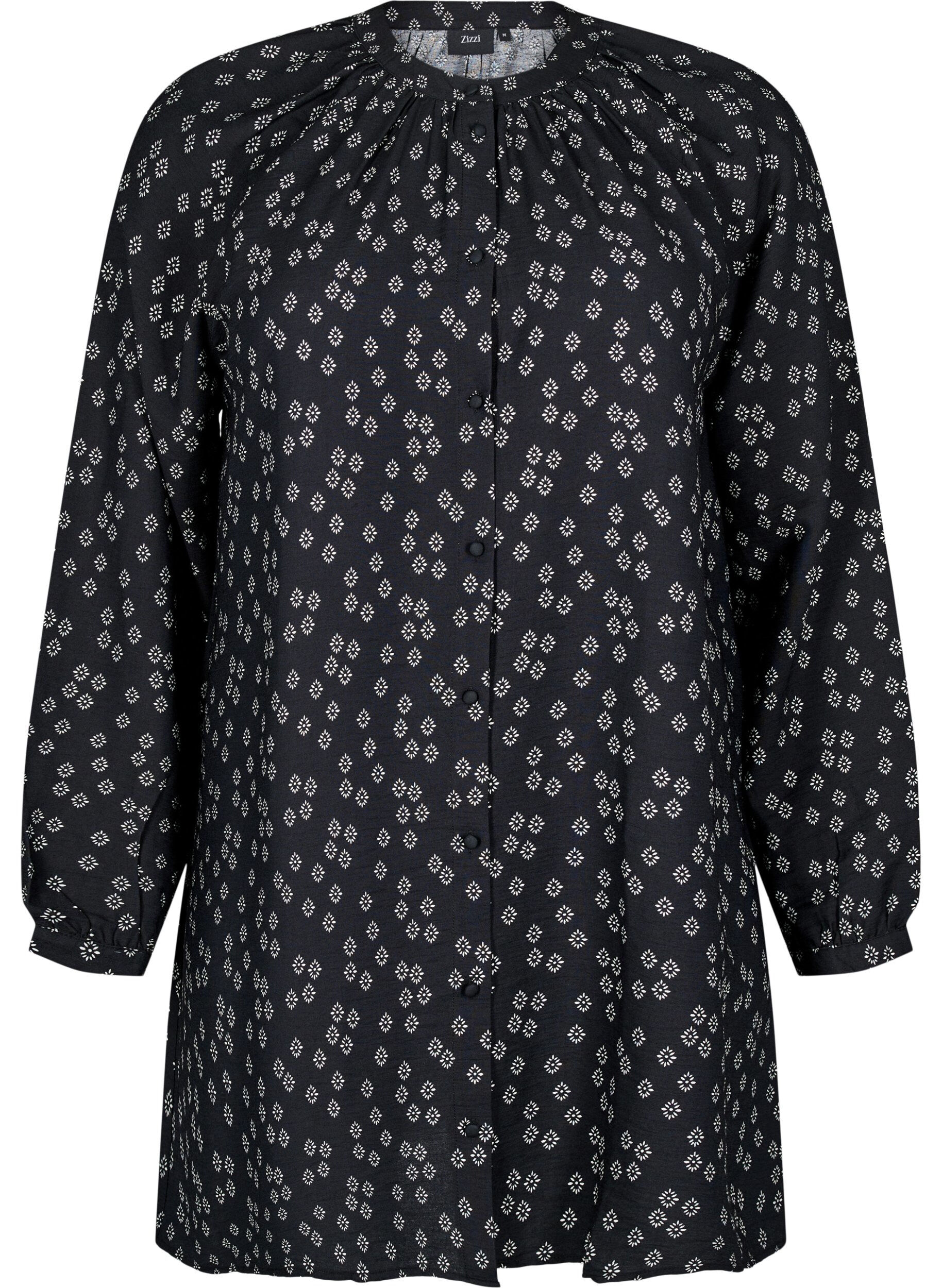 Long-sleeved tunic with floral print
