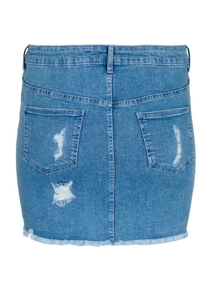Tight ripped denim skirt, Blue denim, Packshot image number 1