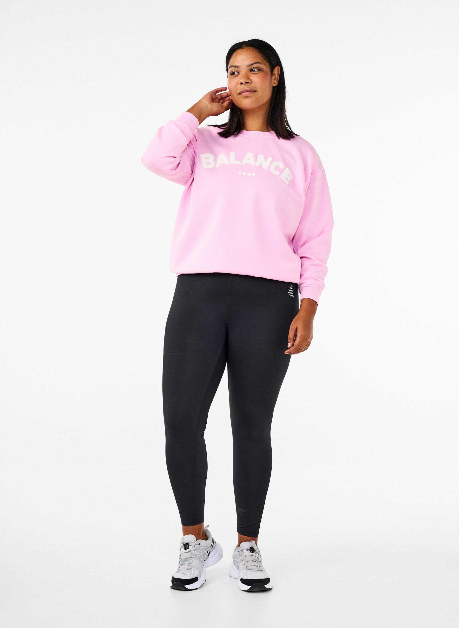 Zizzifashion Sweatshirt with terry text, Pink, Model image number 1
