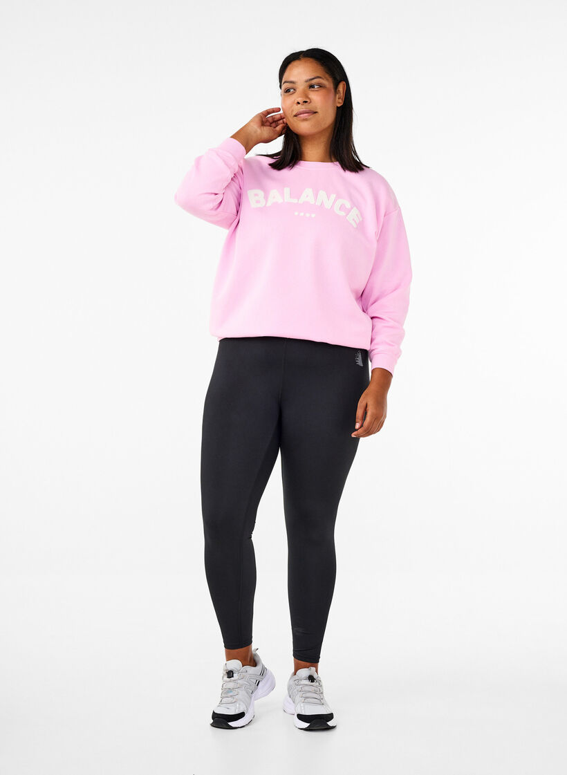 Sweatshirt with terry text, Pink, Model image number 1