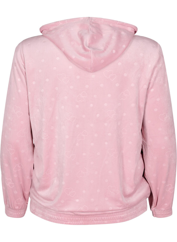Velour cardigan with hood and pockets, Pink, Packshot image number 1