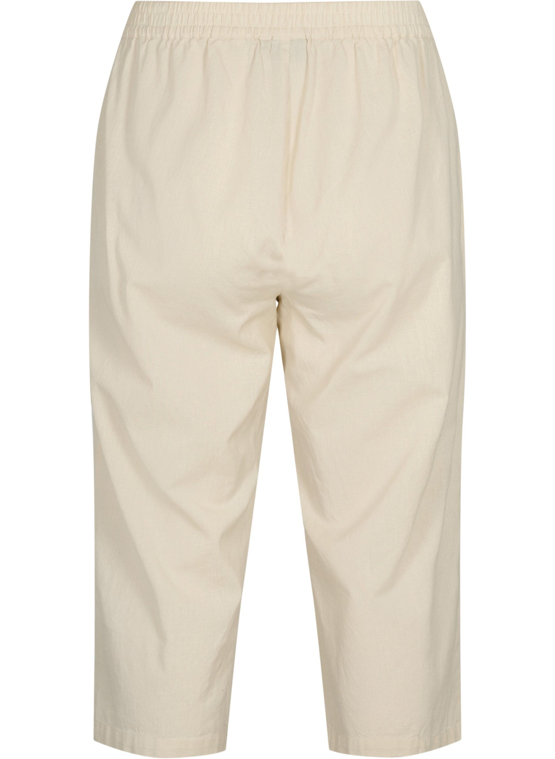 Zizzifashion 7/8 trousers in cotton blend with linen, Sandshell, Packshot image number 1