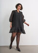 Short organza dress with ruffle hem, Black, Model image number 1