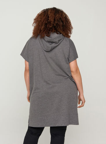Long sweatshirt with short sleeves, Dark Grey Melange, Model image number 1