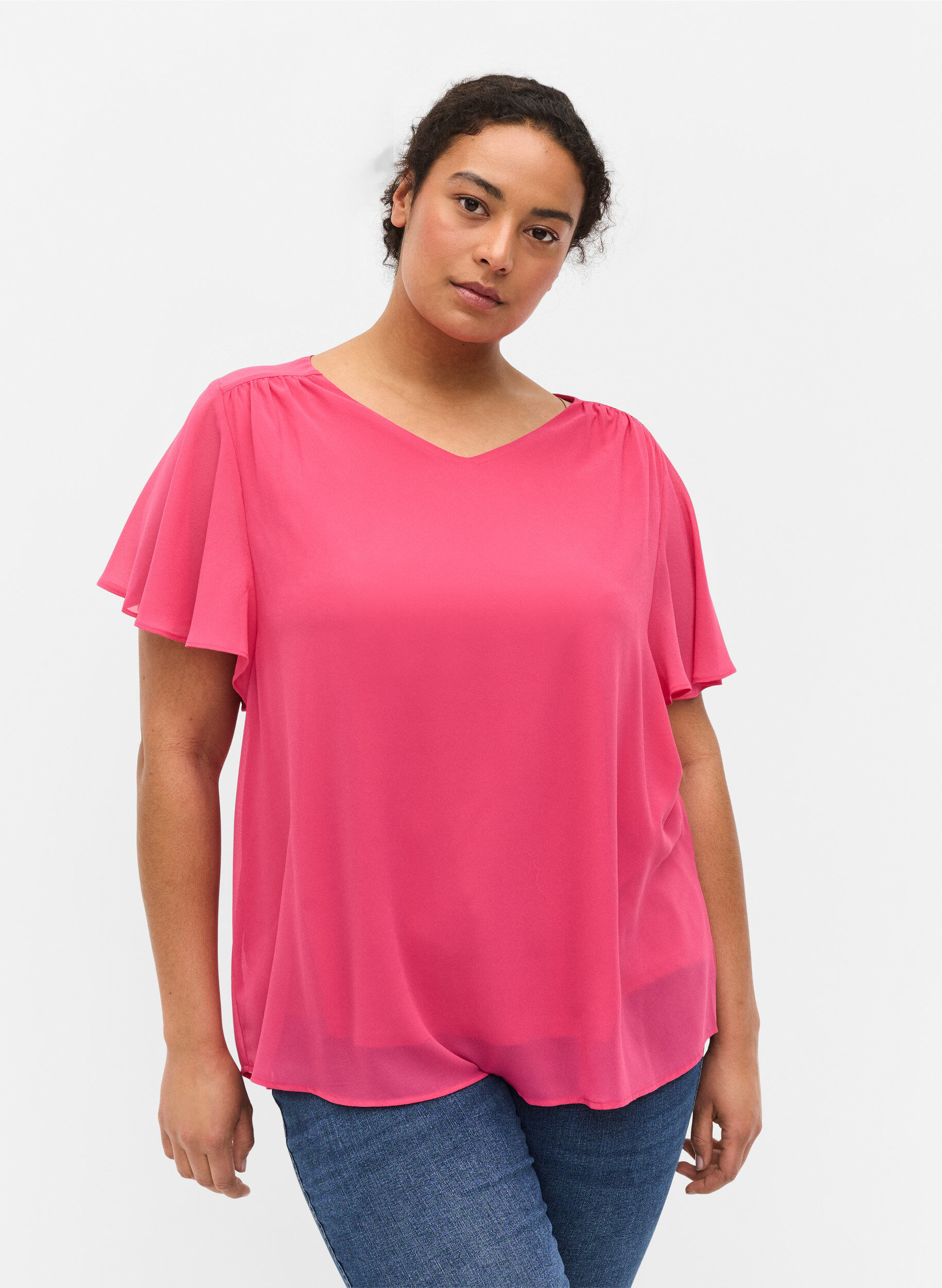 Zizzifashion Short-sleeved blouse, Magenta, Model image number 0