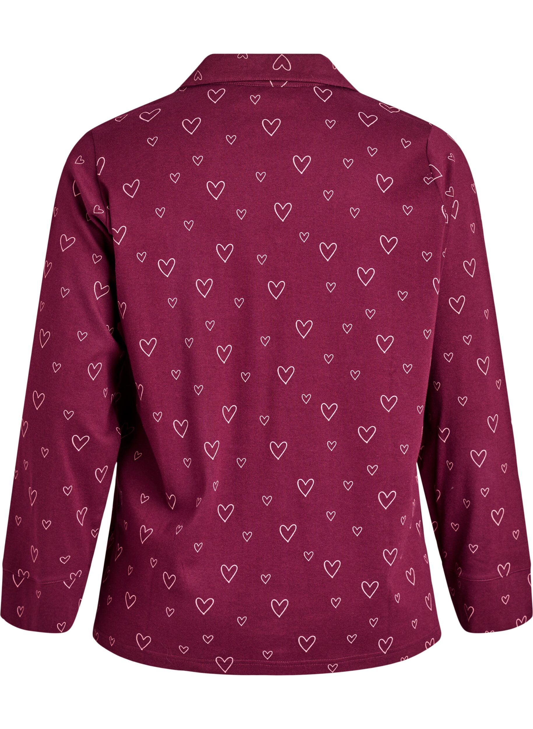 Zizzifashion Cotton pyjama shirt with chest pocket, Dark Bordeaux, Packshot image number 1