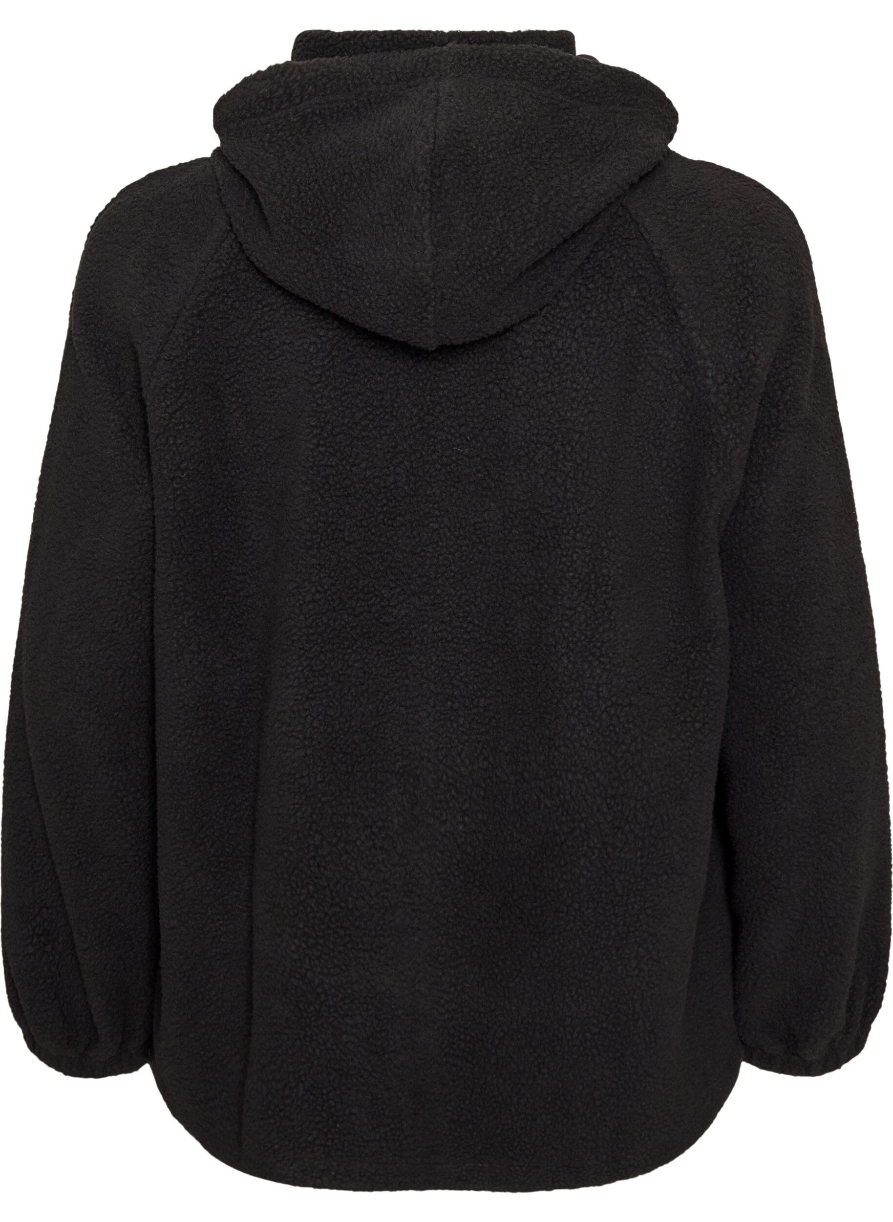 ZizzifashionTeddy jacket with a hood and zipper, Black, Packshot image number 1