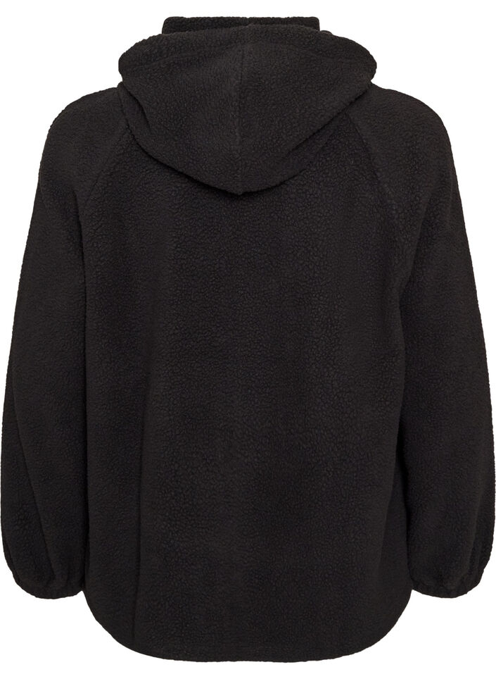 Teddy jacket with a hood and zipper, Black, Packshot image number 1